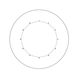 Reticle with 360º protractor with 30º divisions and crosshair (Ø25mm)