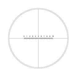 Reticle with 100 divisions in 10mm and crosshair (Ø21mm)